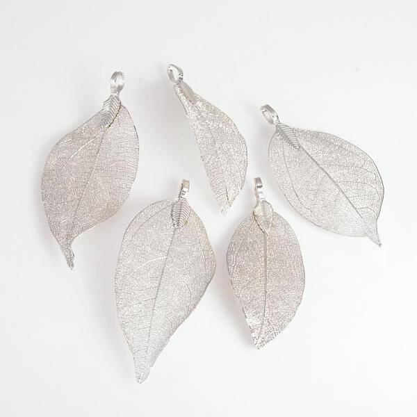 Electroplated Natural Leaf Big Pendants