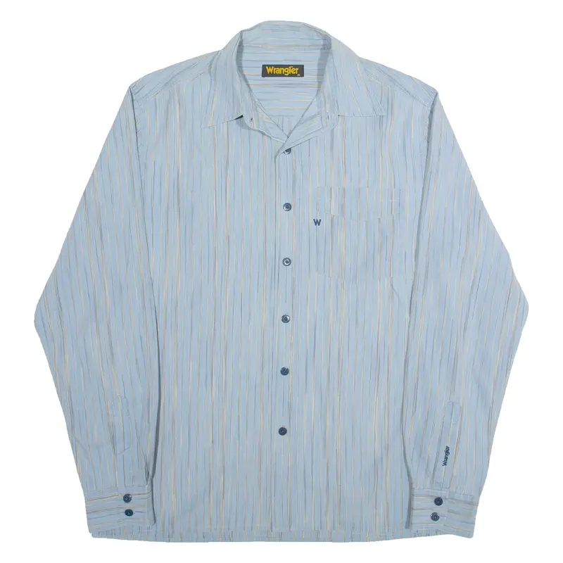 WRANGLER Mens Shirt Blue Striped Long Sleeve M