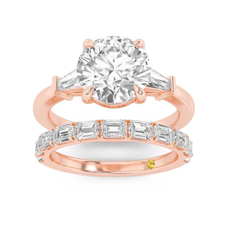 Valentina Lab Grown Round Diamond Engagement Ring with the Juliet Wedding Band | 10K Rose Gold 2 1/4 ct. tw.