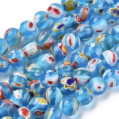 Round Millefiori Glass Beads Strands
