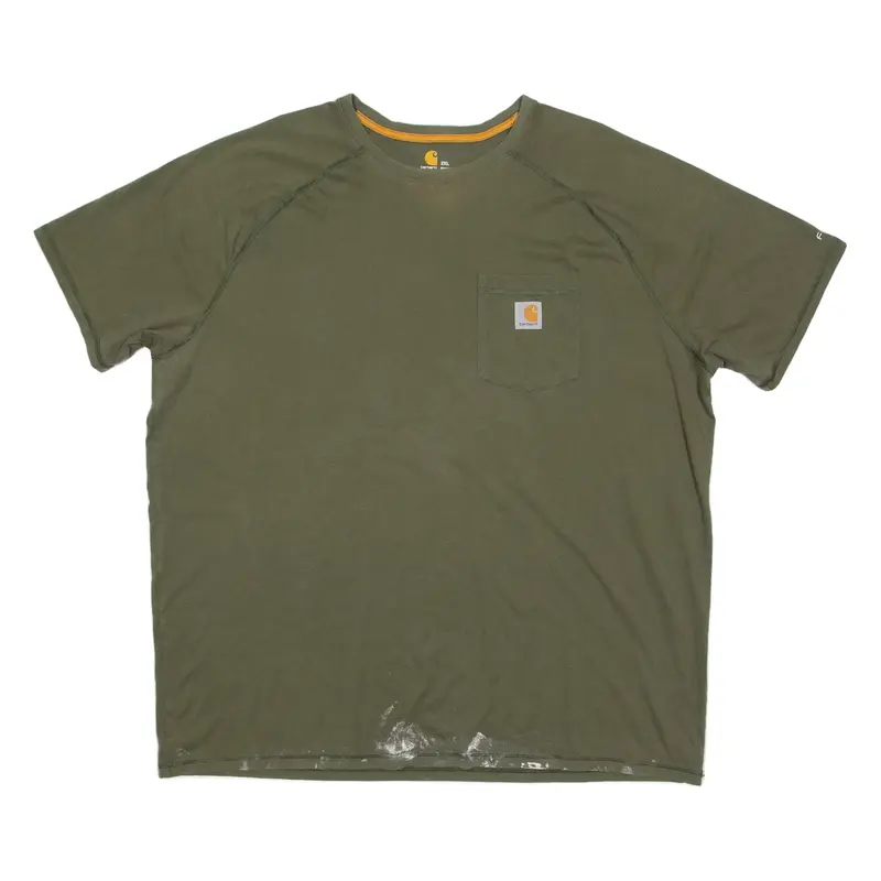 CARHARTT Mens T-Shirt Green Crew Neck 2XL