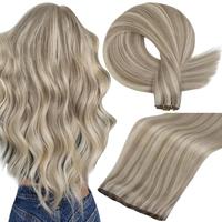 Full Shine Sew In Hair Extensions Real Human Hair Bundles Genius Weft Hair Extensions Hair Weft Hand Tied Double Weft Extensi...