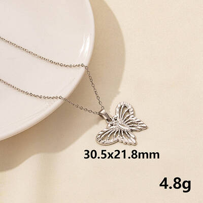 304 Stainless Steel Butterfly Pendant Necklaces