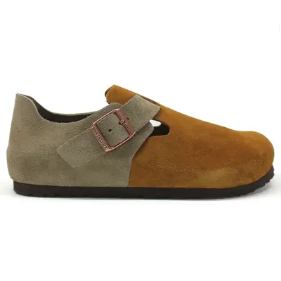 Birkenstock London BS Suede Leather Unisex Hook and Loop Shoes - Mink - Size:US 7 Women / 5 Men