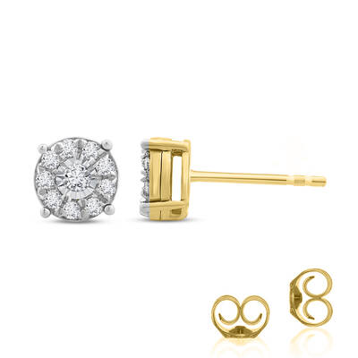 Lab Grown Illusion Set Halo Diamond Earrings | Yellow Gold 1/3 ct. tw.