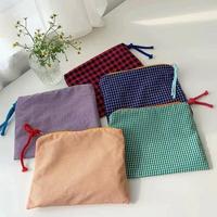 Gingham Pattern Fabric Makeup Bag, 1 Count Large Capacity Cosmetic Storage Bag, Portable Zipper Makeup Organizer Pouch, Trave...