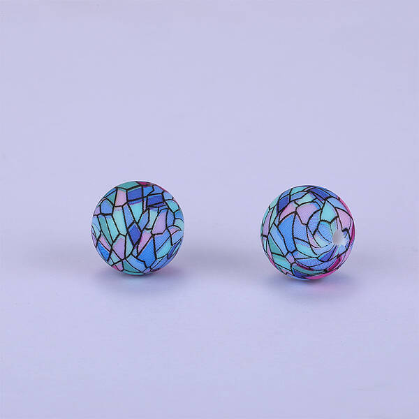 Printed Round Silicone Focal Beads