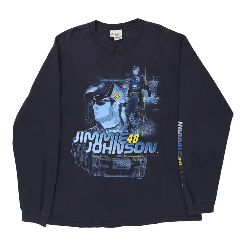 Jimmie Johnson 48 Chase Authentics Nascar Long Sleeve T-Shirt - XL Navy Cotton