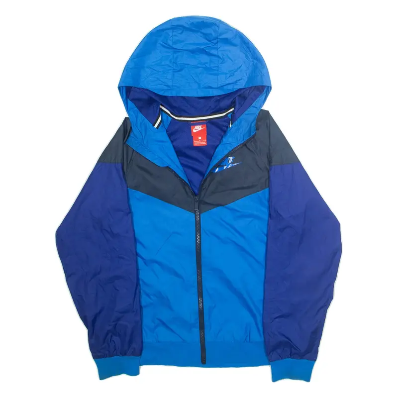 NIKE Mens Rain Jacket Blue Hooded L