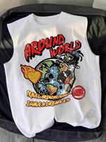 Men's Cartoon Astronaut Print Round Neck Tank Top, Regular Fit Casual Fashion Sleeveless Top for Summer, Men's Clothes for Da...