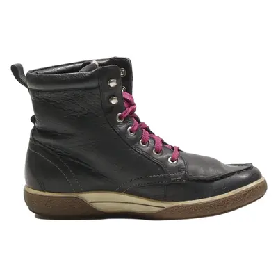 ECCO Lace-Up Boots Black Leather Womens UK 5