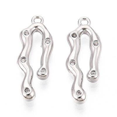 Brass Micro Pave Clear Cubic Zirconia Pendants