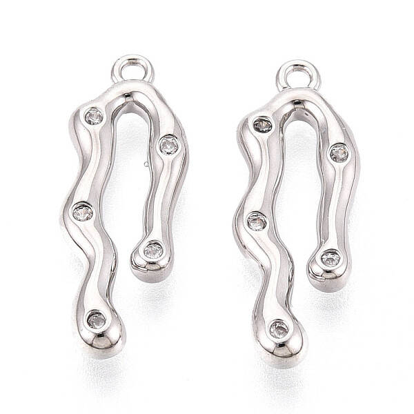 Brass Micro Pave Clear Cubic Zirconia Pendants