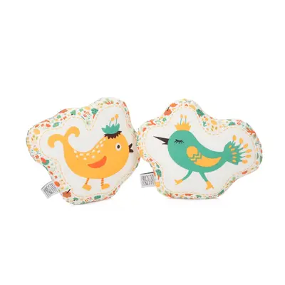 Set of 2 Pillows - Yellow Bird Pillow and Teal Bird Pillow
