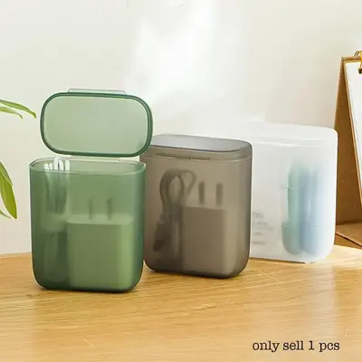 Random Color Clear Cable Storage Organizer, 1 Count Portable Charger Storage Box for Travel, Desktop Organizer for Home Offic...