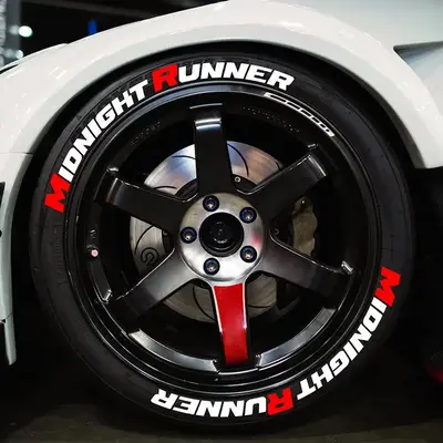 Letter Pattern Car Tire Decoration Sticker, PVC Waterproof Car Tire Decal for 4 Tires, Universal No Glue MIDNIGHT RUNNER Stic...