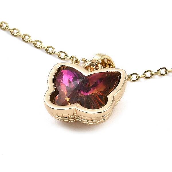 Butterfly Glass Pendant Necklaces