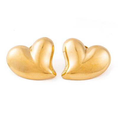 Ion Plating(IP) Heart 304 Stainless Steel Stud Earrings for Women