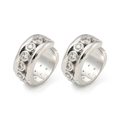 Brass Micro Pave Cubic Zirconia Cuff Earrings