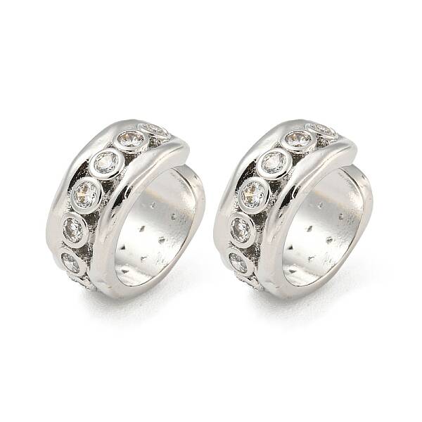 Brass Micro Pave Cubic Zirconia Cuff Earrings