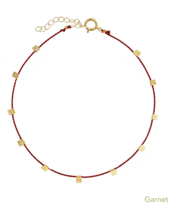 Hilo Bracelet | Metal Color: Gold | Color: Garnet | Length: Adjustable 6 - 7 inches