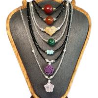Dainty Crystal Necklace with Ornamental Charms and Beads Jewelry Moon Heart Cat