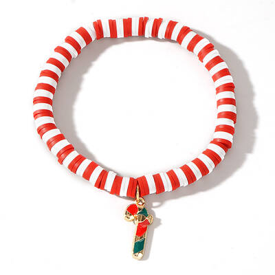 Elegant Christmas Handmade Polymer Clay Heishi Beaded Stretch Bracelets