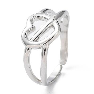 Non-Tarnish 304 Stainless Steel Hollow Heart Open Cuff Rings