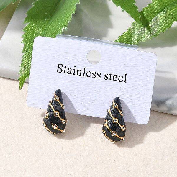 304 Stainless Steel Enamel Stud Earrings