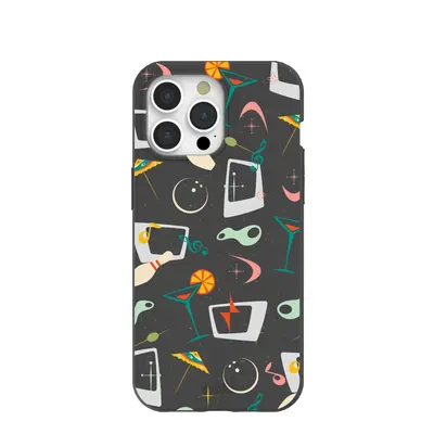 Black Mid Century Modern Party iPhone 15 Pro Max Case