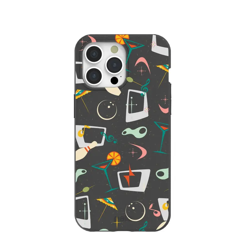 Black Mid Century Modern Party iPhone 15 Pro Max Case