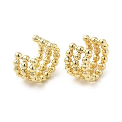 Rack Plating Brass Triple Lines Cuff Earrings
