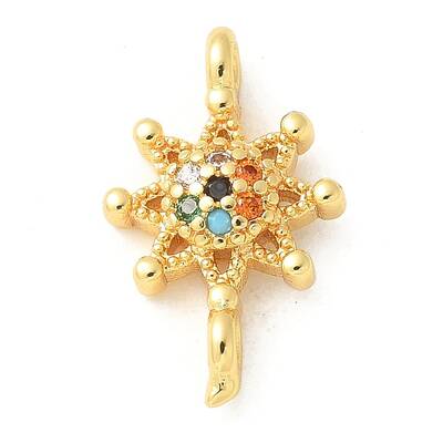 Brass Micro Pave Cubic Zirconia Connector Charms