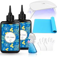 Upgraded UV  Kit with Light- 200g Clear Hard UV Cure Epoxy  Supplies Premixed Activated Glue Fast Curing Starter  Making Kit ...