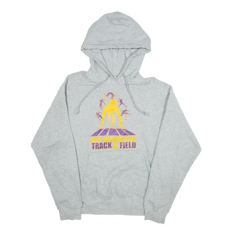 PORT & COMPANY East Washington Track & Field USA Hoodie Grey Pullover Womens S