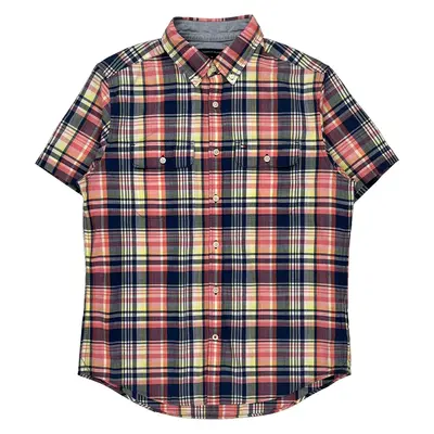 Tommy Hilfiger Short Sleeve Shirt - Medium Multicoloured Cotton