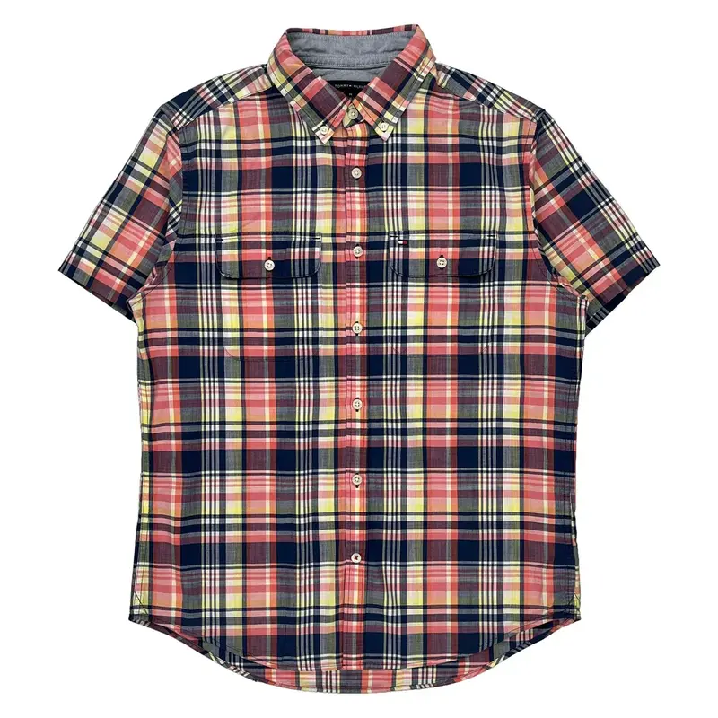 Tommy Hilfiger Short Sleeve Shirt - Medium Multicoloured Cotton