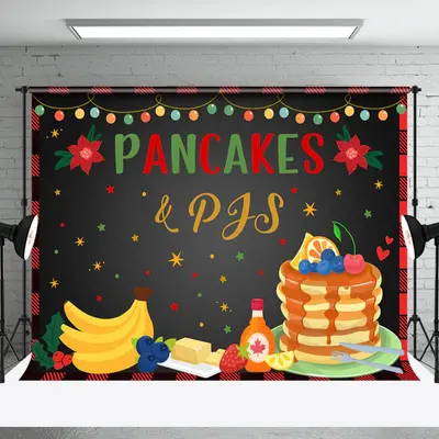 Pancakes Pjs Black Festive Christmas Vibe Backdrop - Aperturee