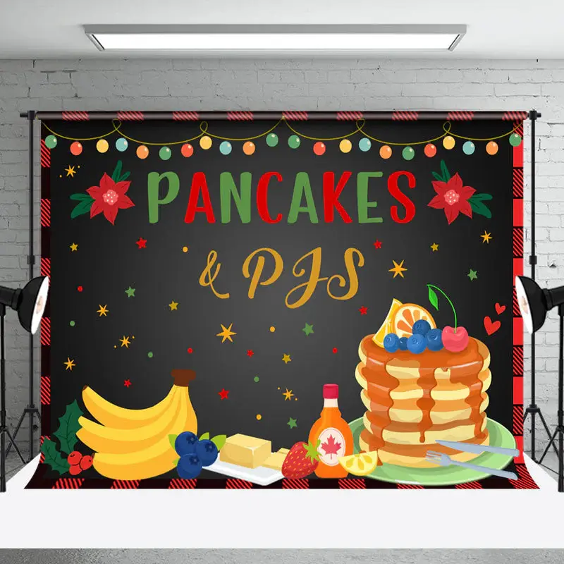 Pancakes Pjs Black Festive Christmas Vibe Backdrop - Aperturee