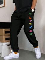 Men's Dinosaur Print Pocket Drawstring Waist Sweatpants, Summer Outfits, Regular Fit Casual Soft Streetwear Jogger Pants for ...
