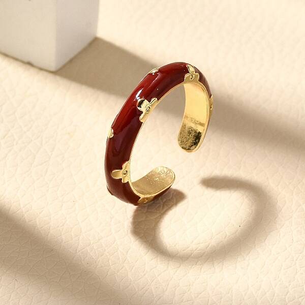 Brass Enamel Cuff Rings for Women