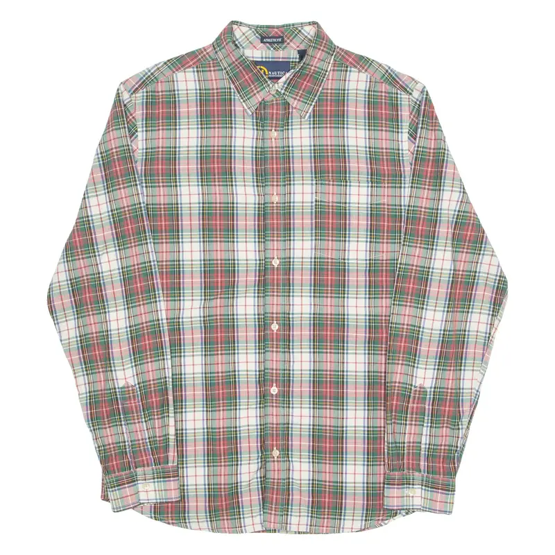 NAUTICA Mens Shirt Green Check Long Sleeve L