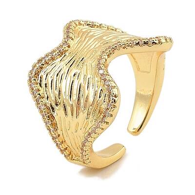 Brass Micro Pave Cubic Zirconia Cuff Rings