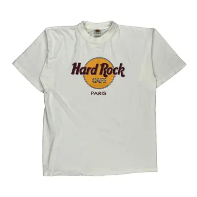 Paris Hard Rock Cafe Graphic T-Shirt - Large White Cotton