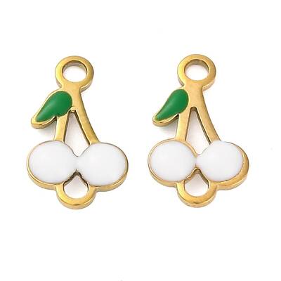 Ion Plating(IP) 304 Stainless Steel Enamel Fruit Connector Charms