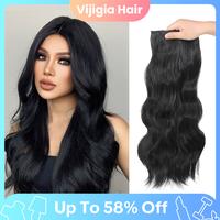 Vijigia Hair Extensions 24inch Synthetic Long Wave Curly Clip in Hair Extensions for Women 4 PCS Natural & Soft & Full Hair E...