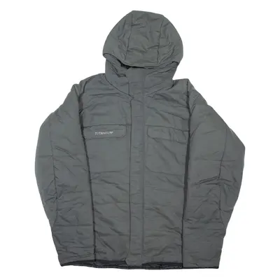COLUMBIA TITANIUM Mens Puffer Jacket Grey Nylon Hooded Check L