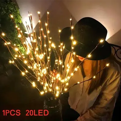 20 LED Tree Branch Design Light (1 Count), Battery Operated LED Fairy Light, Creative Ambient Light For Home Living Room Bedr...