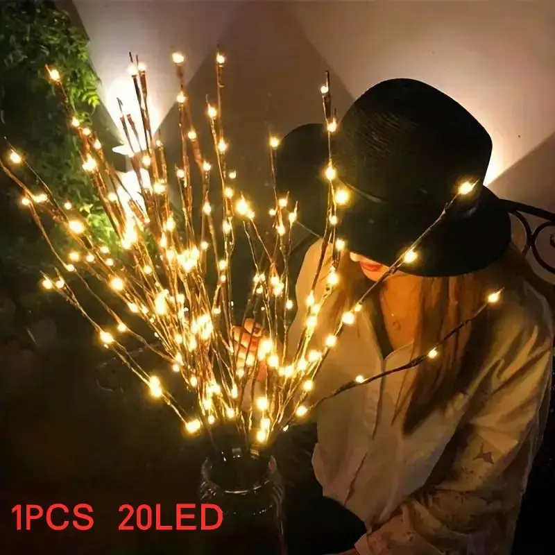 20 LED Tree Branch Design Light (1 Count), Battery Operated LED Fairy Light, Creative Ambient Light For Home Living Room Bedr...