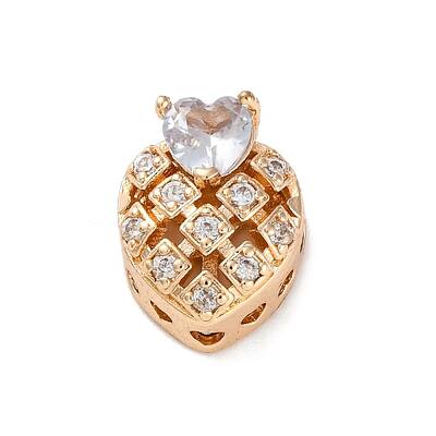 Rack Plating Brass Micro Pave Cubic Zirconia Beads